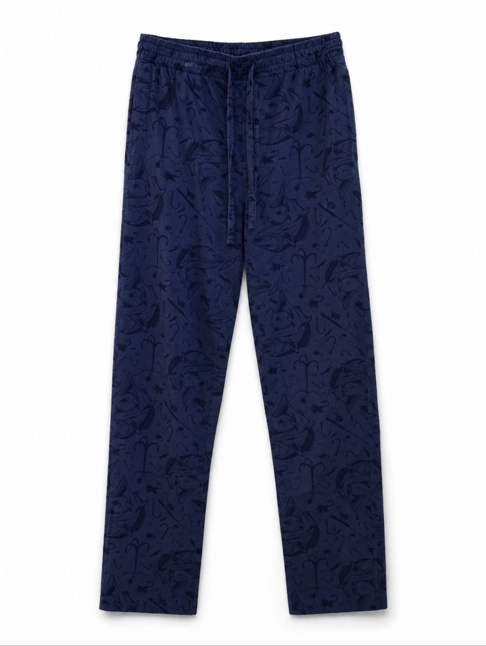 Realtree Navy Blue Fishing Print Lounge Pants Cotton Blend Pajama Bottoms